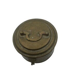 Vintage Brass Round Container With Lid & Handle Collectible Made In India